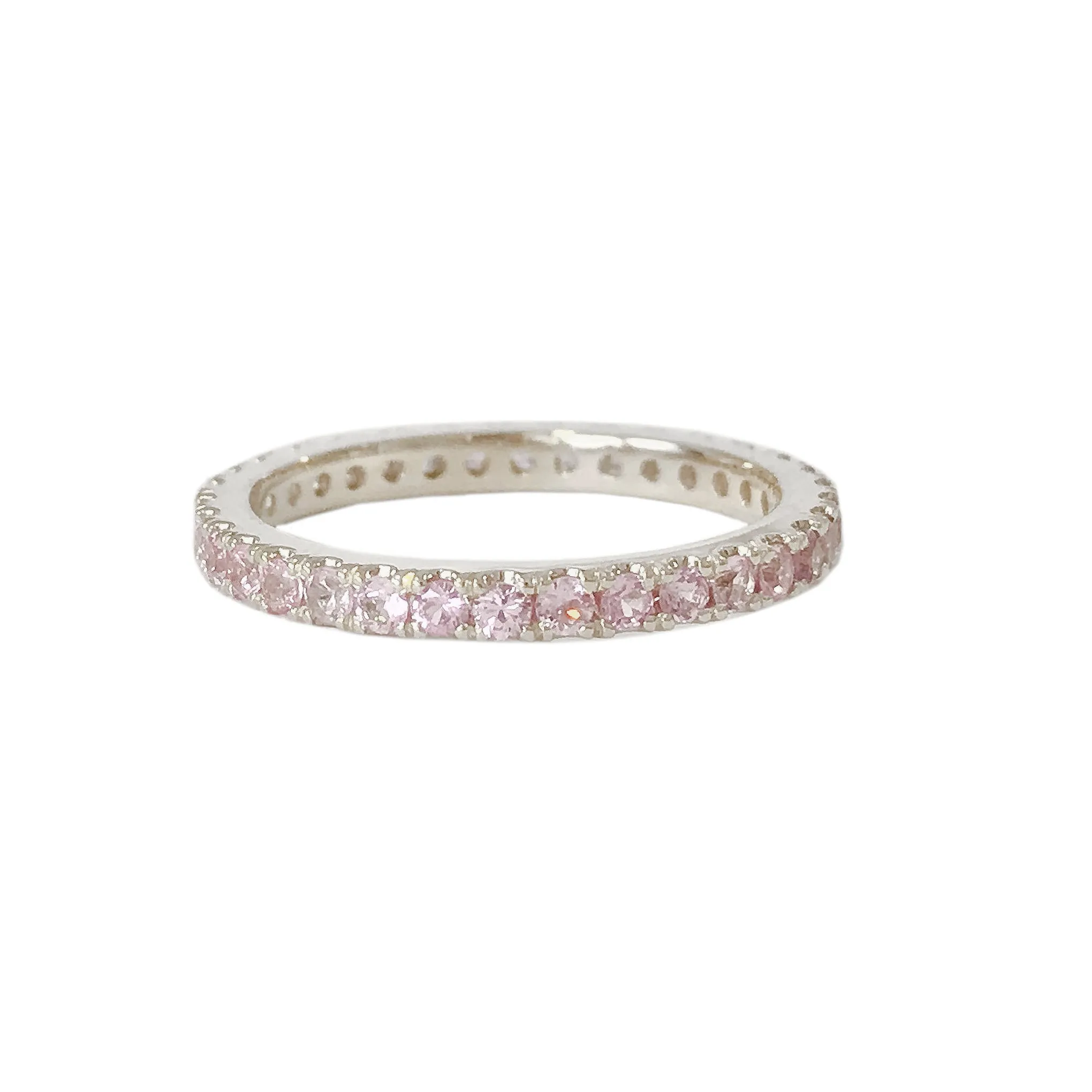 14K Gold Pavé Powder Pink Sapphire Full Eternity Band