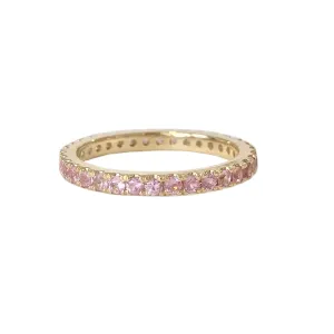 14K Gold Pavé Powder Pink Sapphire Full Eternity Band