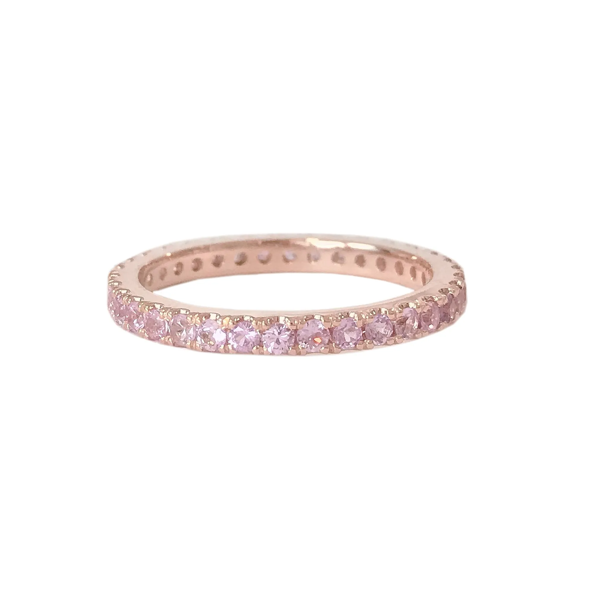 14K Gold Pavé Powder Pink Sapphire Full Eternity Band