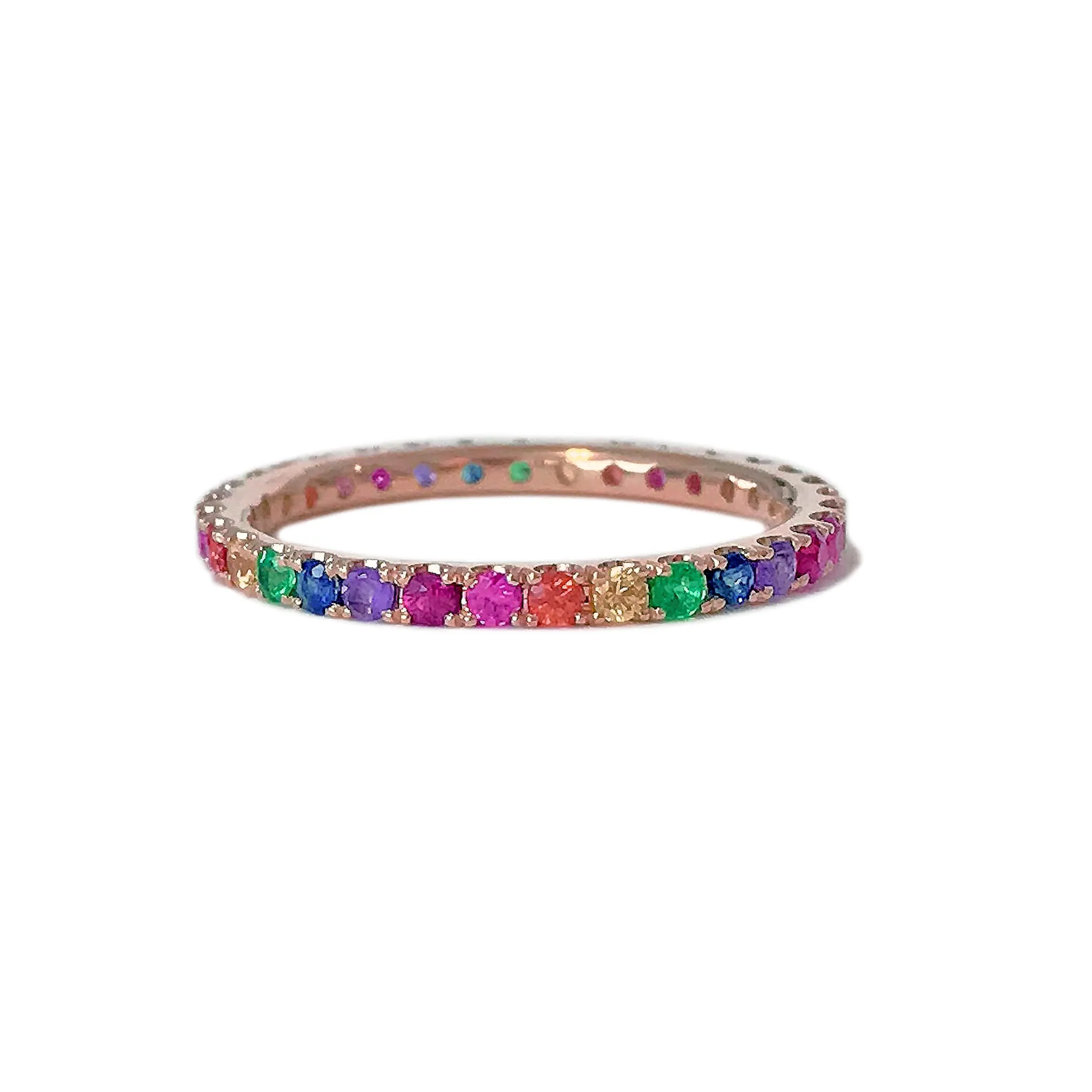 14K Gold Pavé Rainbow Gemstone Full Eternity Band