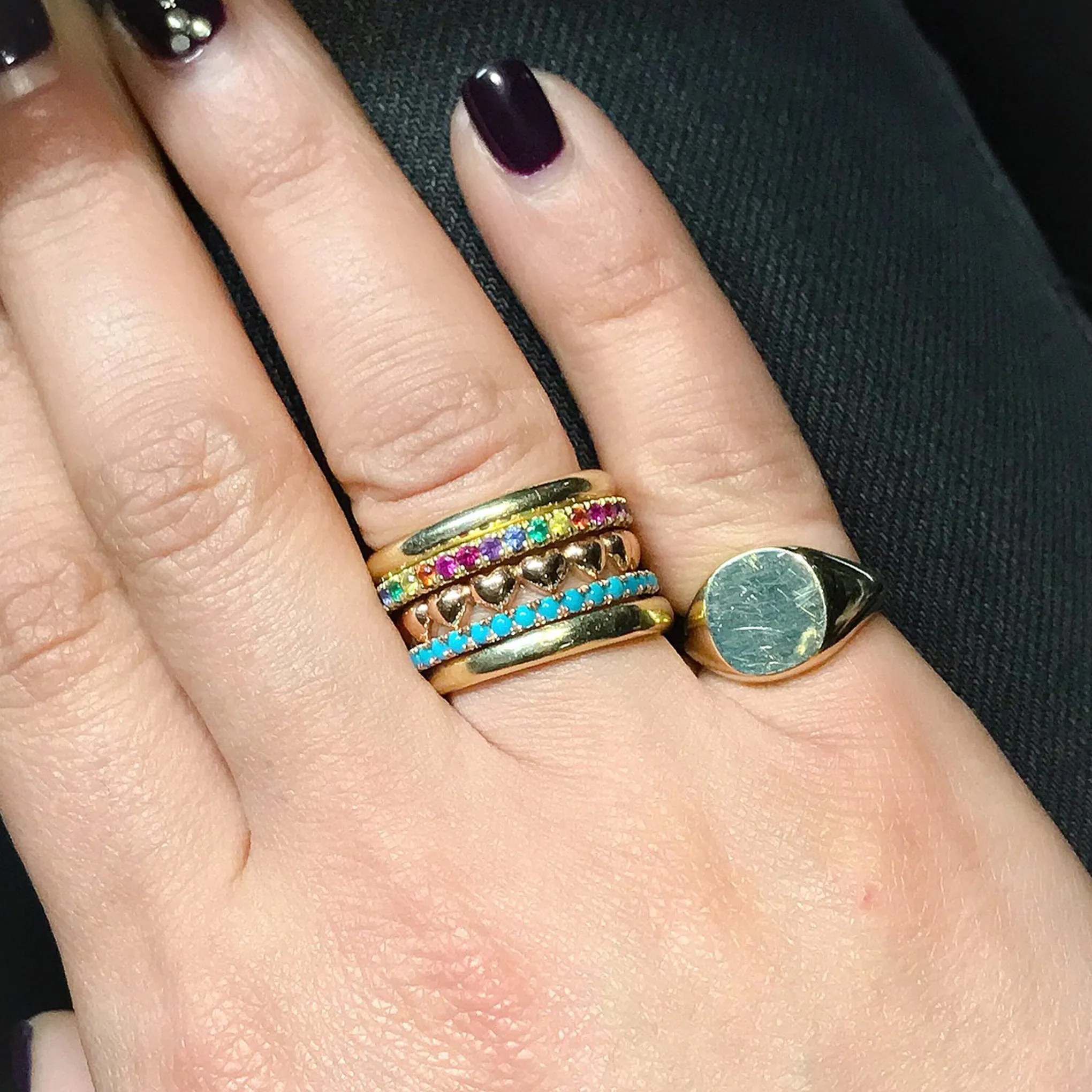 14K Gold Pavé Rainbow Gemstone Full Eternity Band