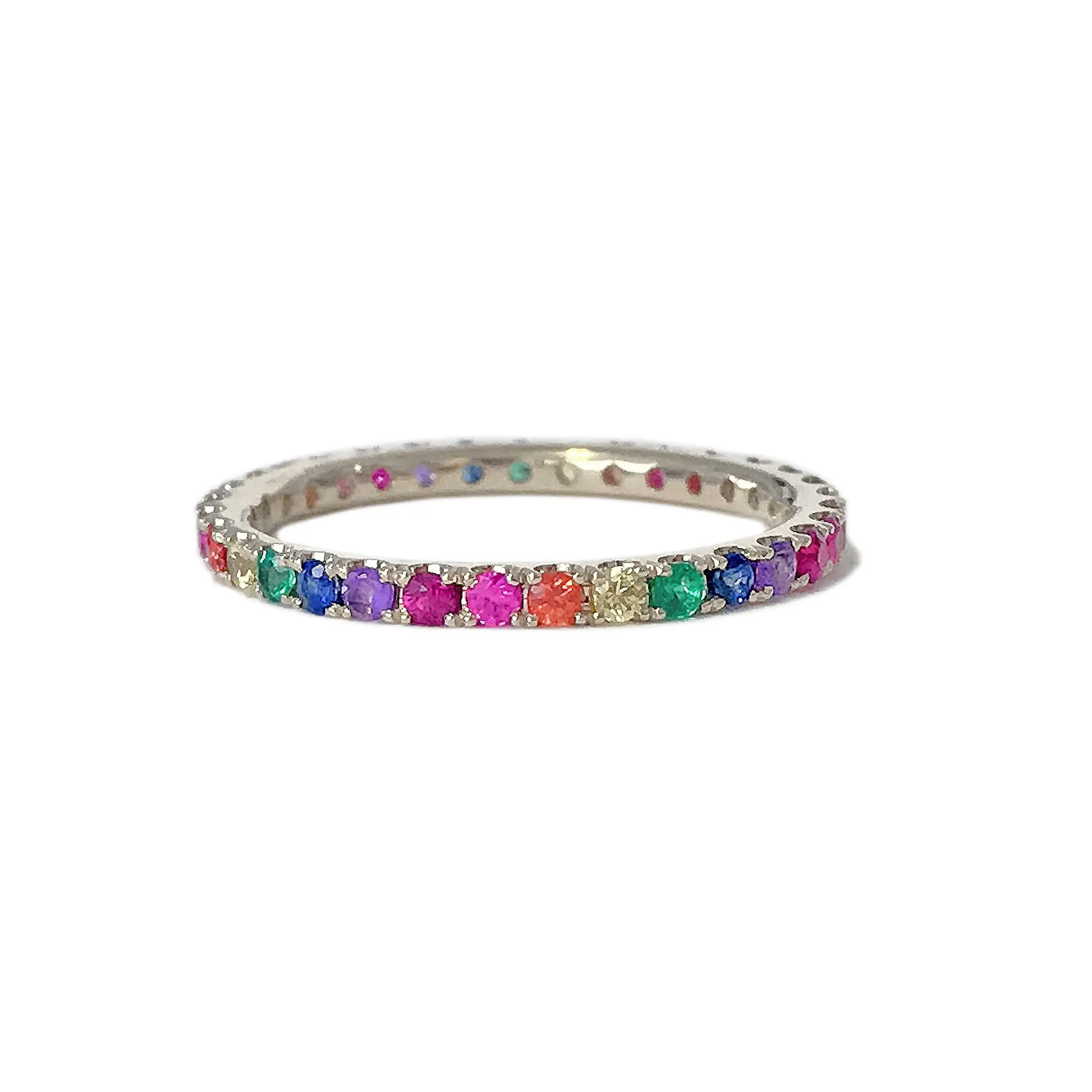 14K Gold Pavé Rainbow Gemstone Full Eternity Band
