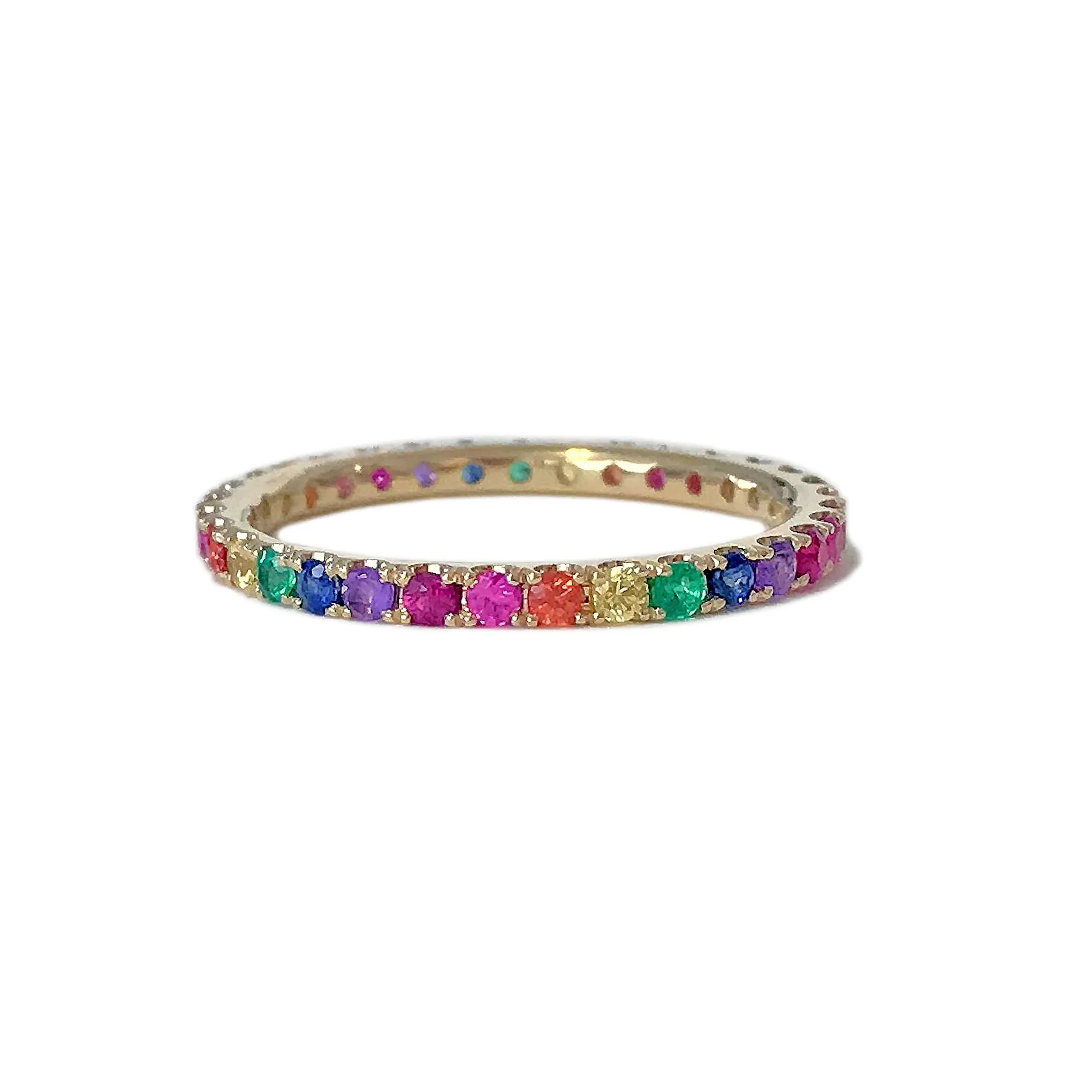 14K Gold Pavé Rainbow Gemstone Full Eternity Band