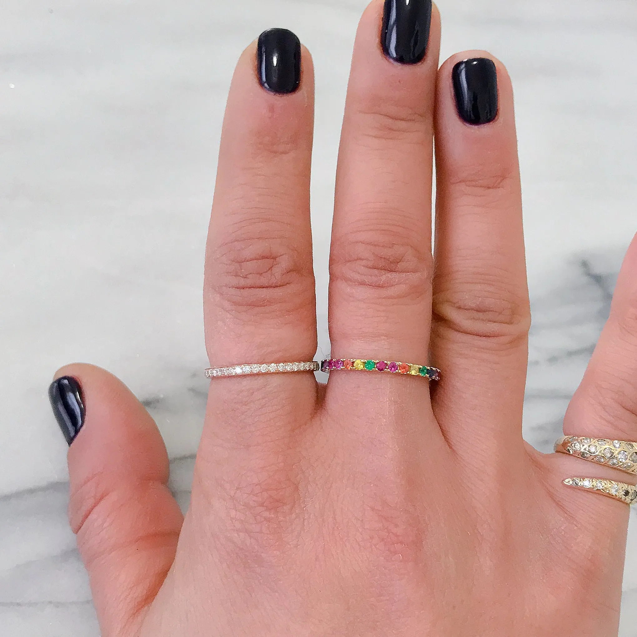 14K Gold Pavé Rainbow Gemstone Full Eternity Band