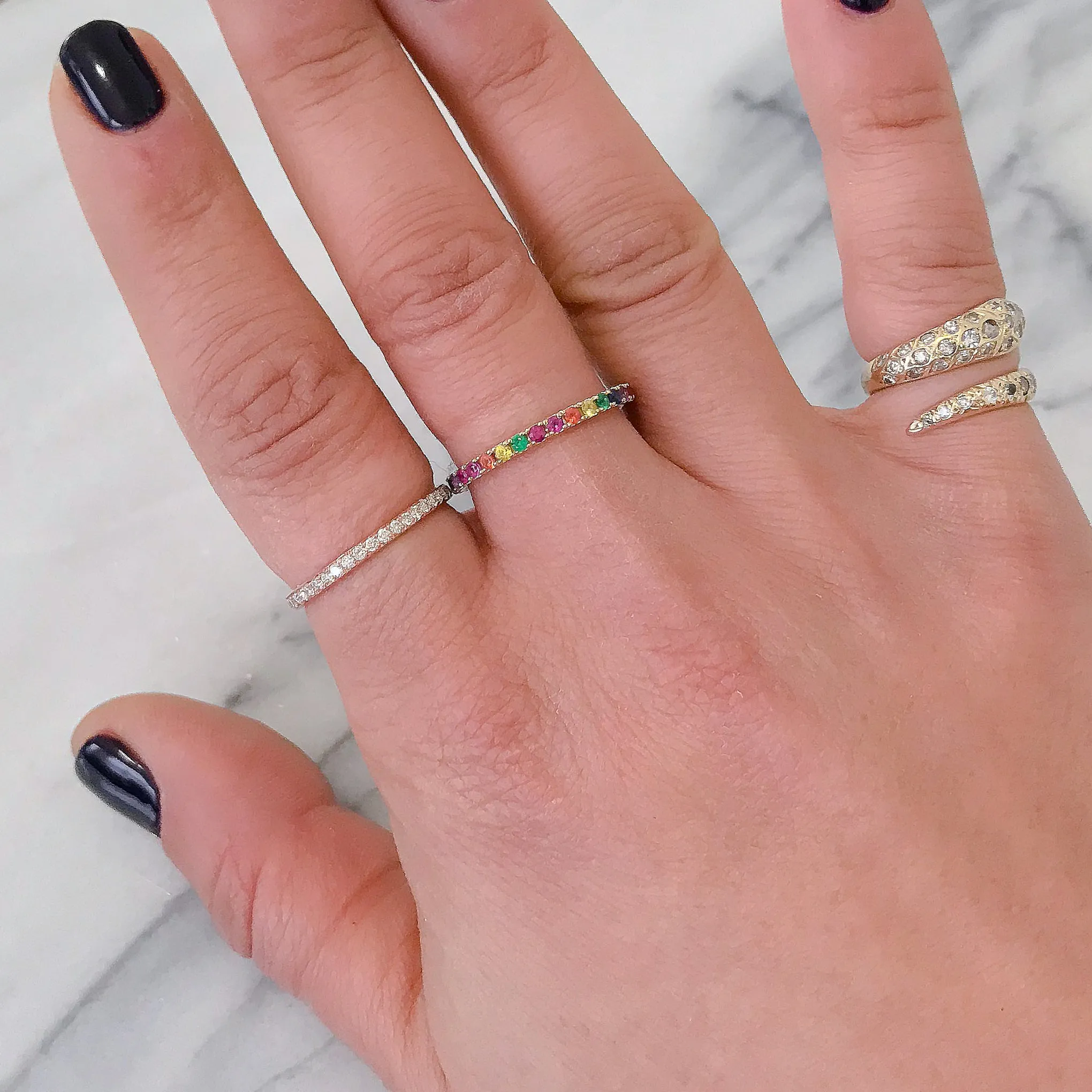 14K Gold Pavé Rainbow Gemstone Full Eternity Band