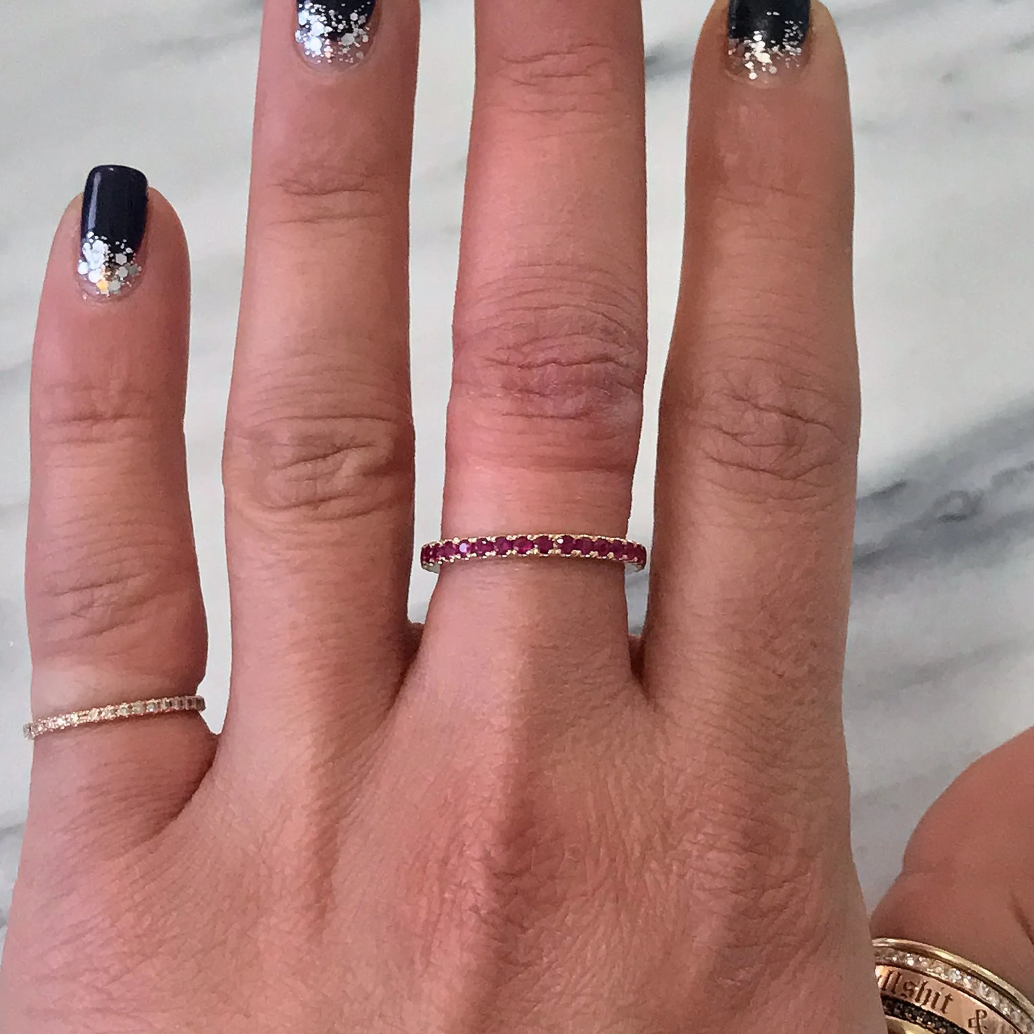 14K Gold Pavé Ruby Full Eternity Band