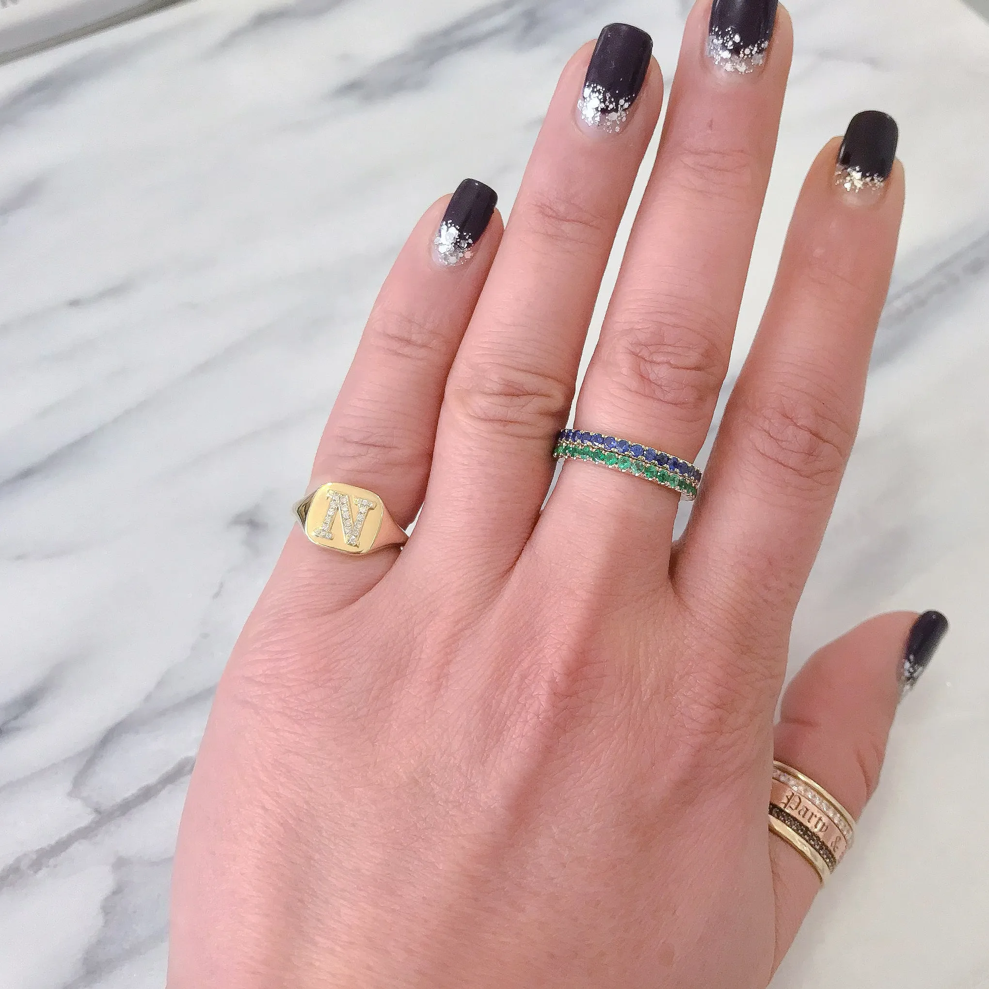 14K Gold Pavé Sapphire Full Eternity Band