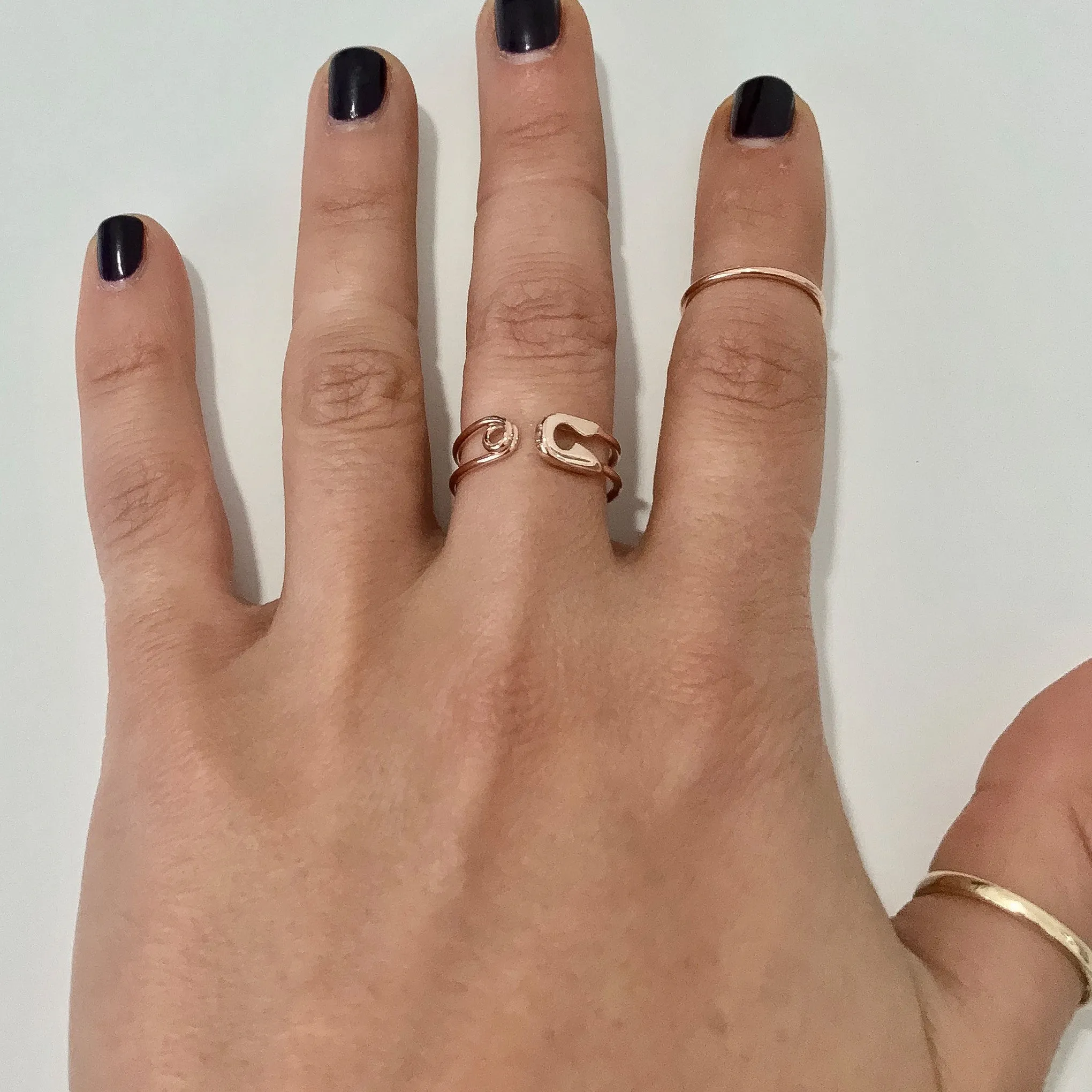 14K Gold Safety Pin Ring
