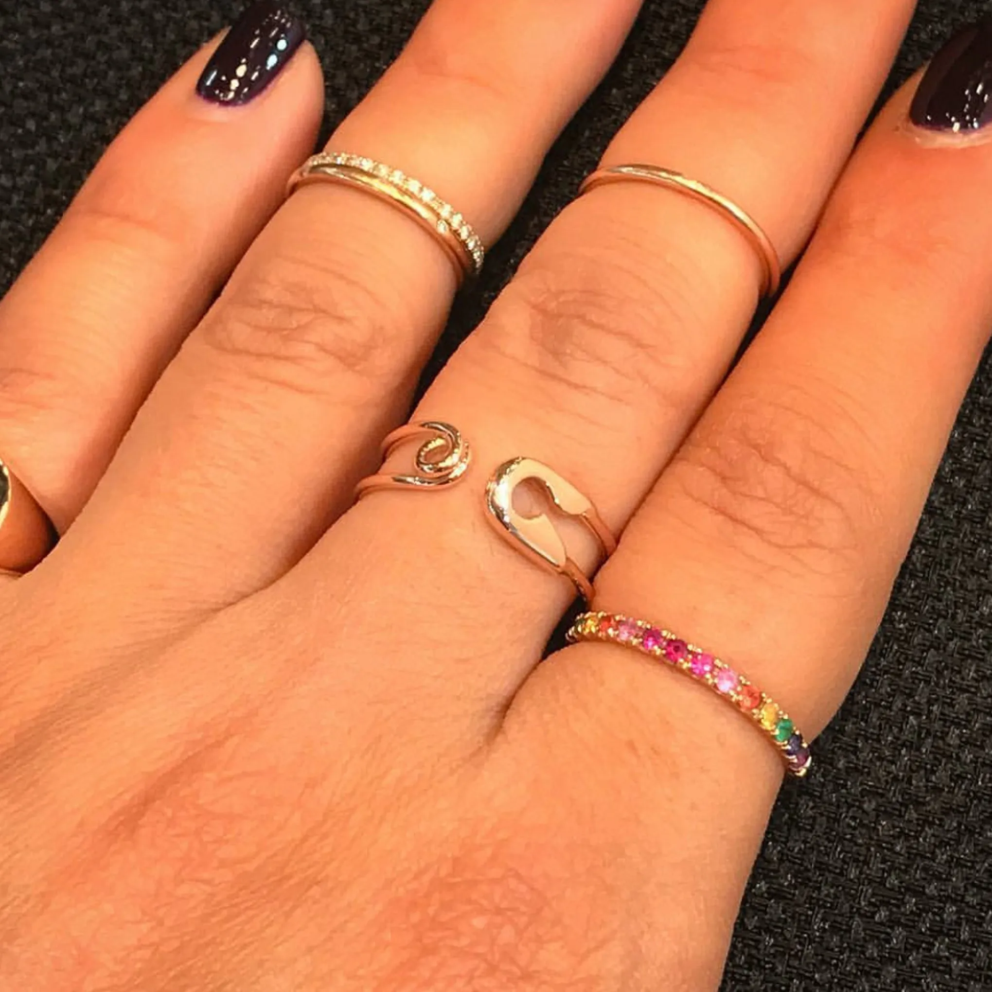 14K Gold Safety Pin Ring