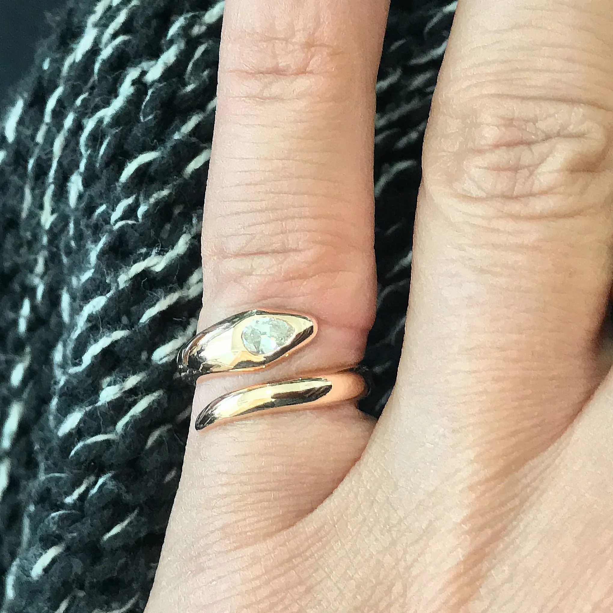 14K Gold Snake Wrap Bypass Ring