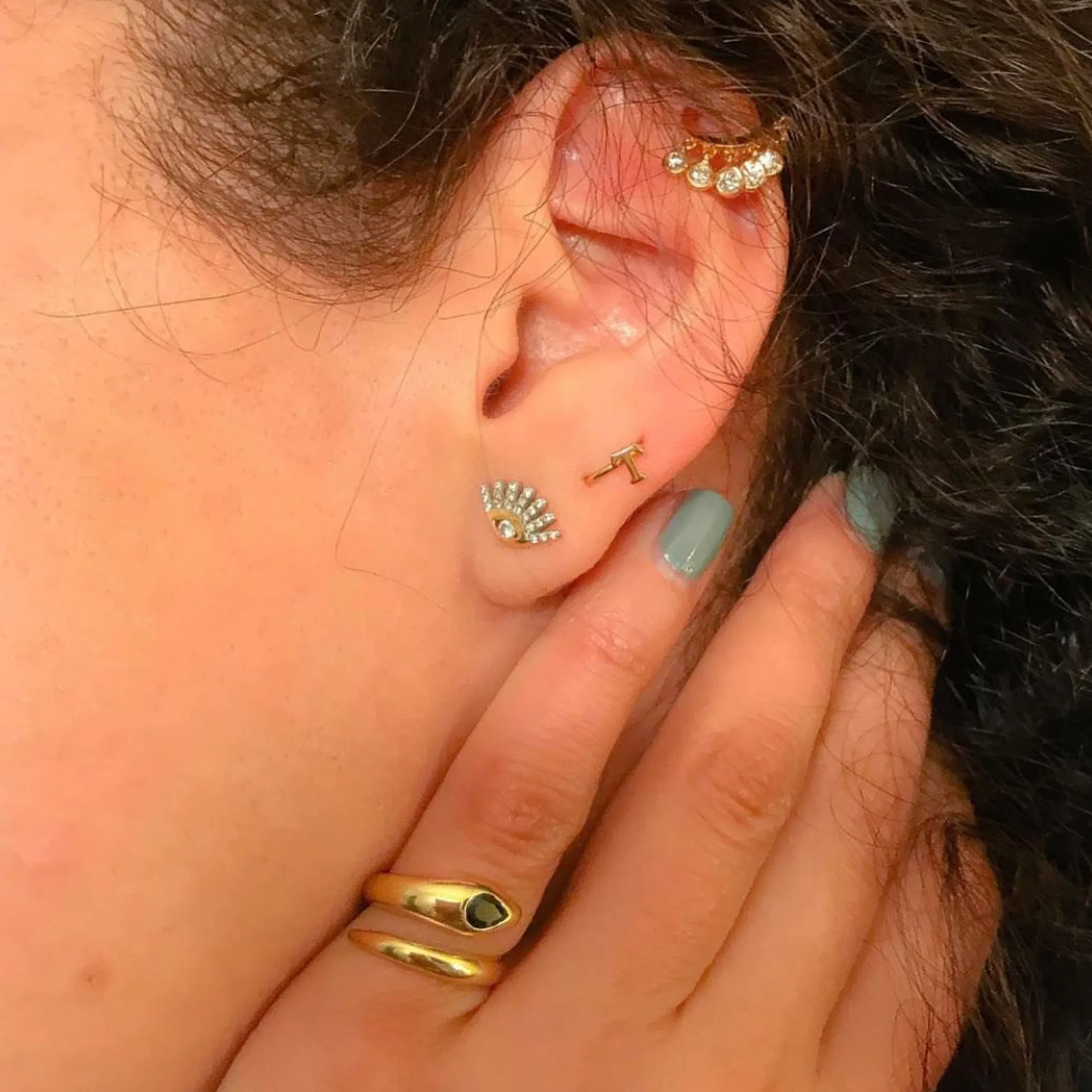14K Gold Snake Wrap Bypass Ring