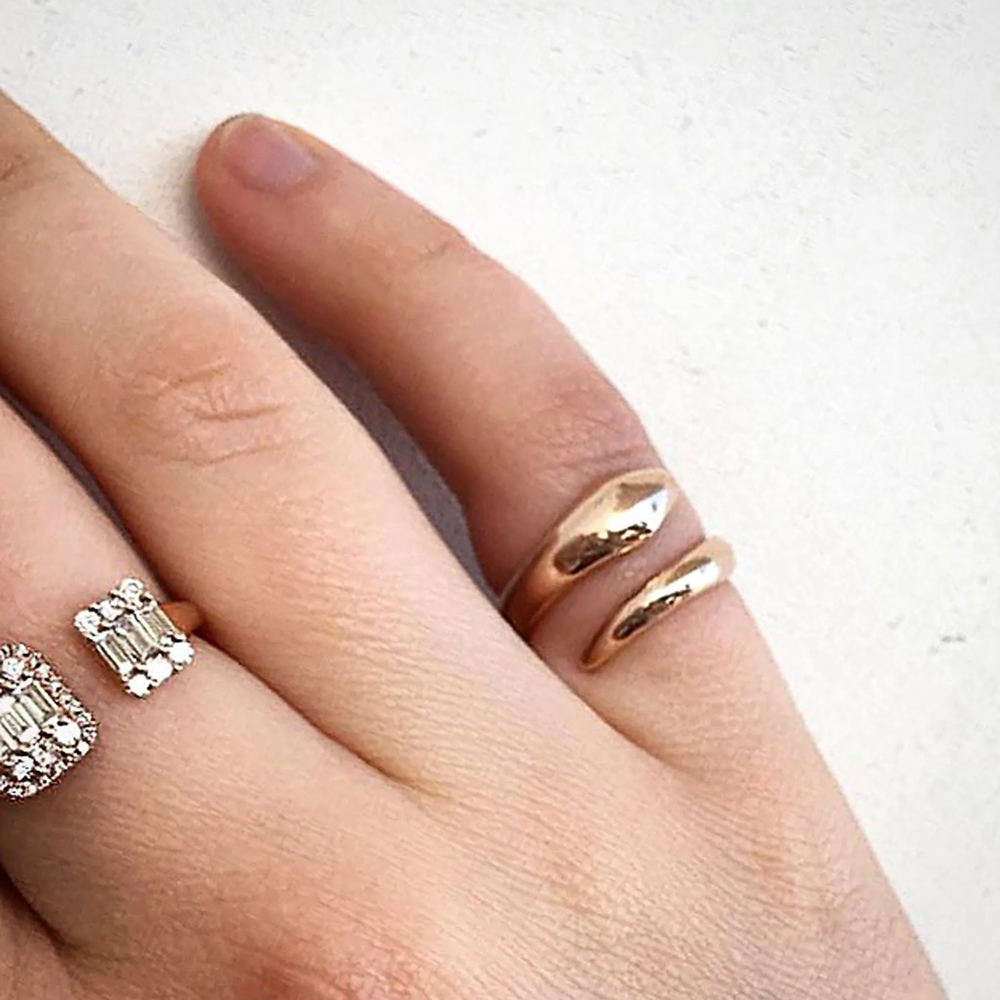 14K Gold Snake Wrap Bypass Ring