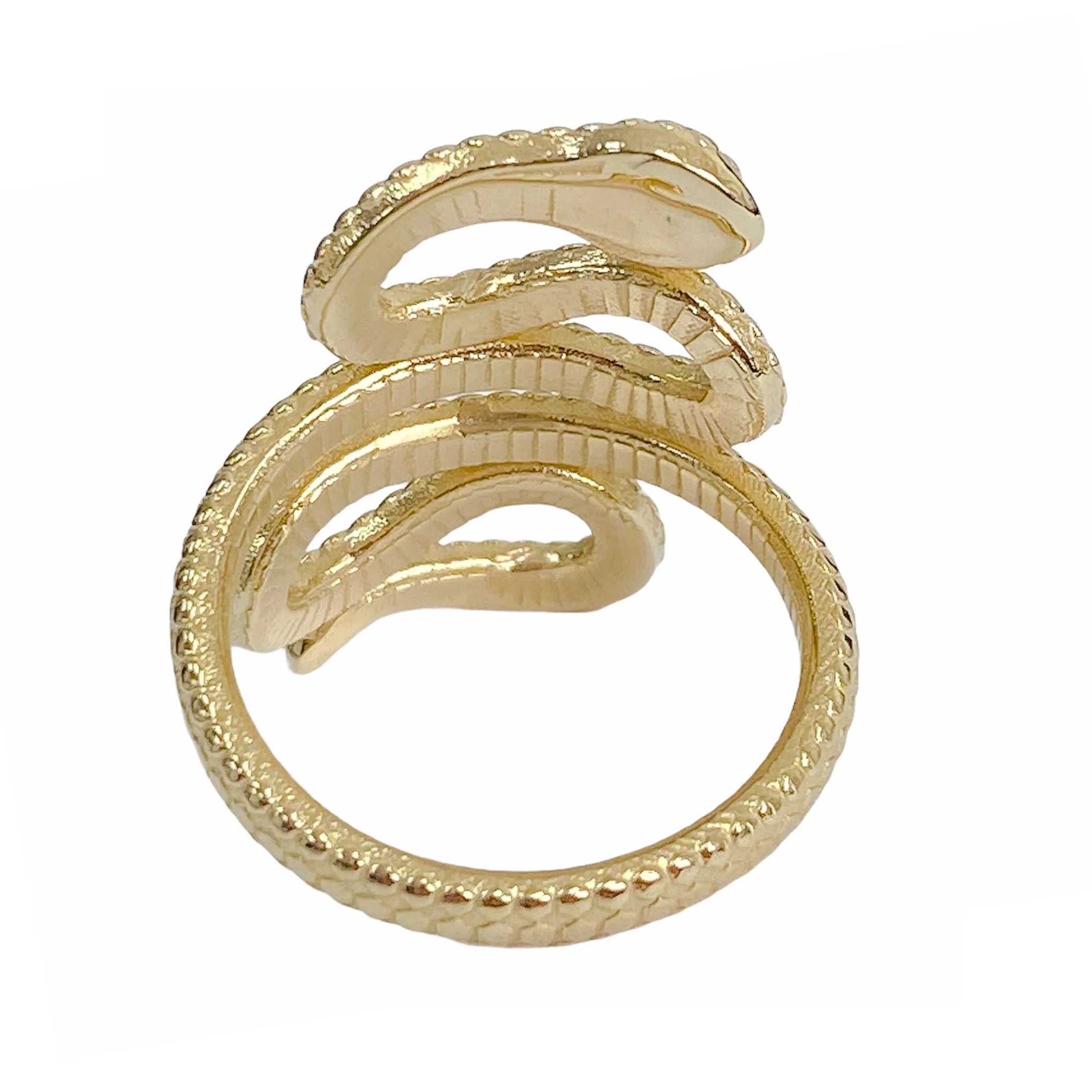 14K Gold Swivel Serpent Snake Wrap Ring ~ Oval Rose Cut Diamond Head, LIMITED EDITION