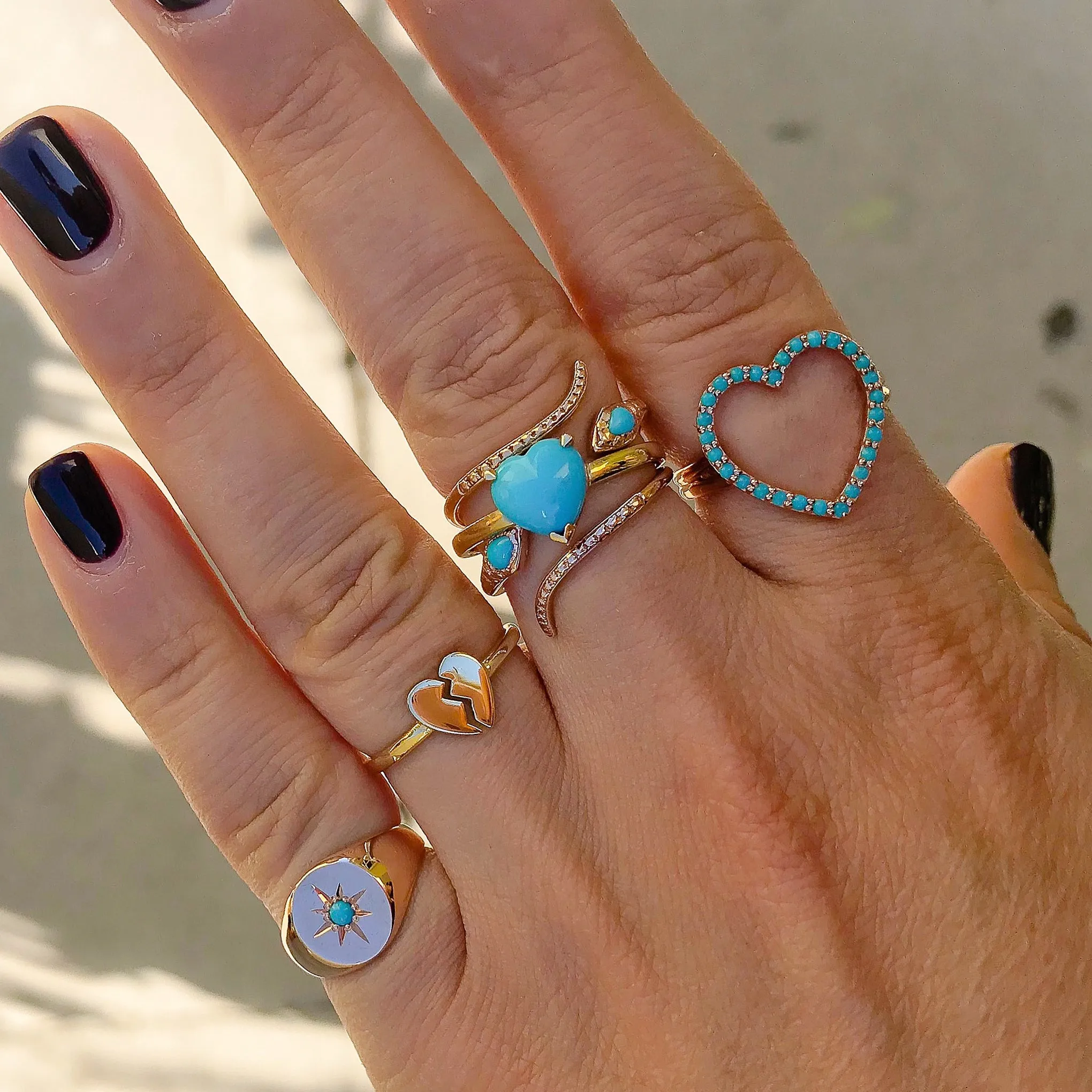 14K Gold Thin Snake Wrap Bypass Ring with Turquoise Cobra Head