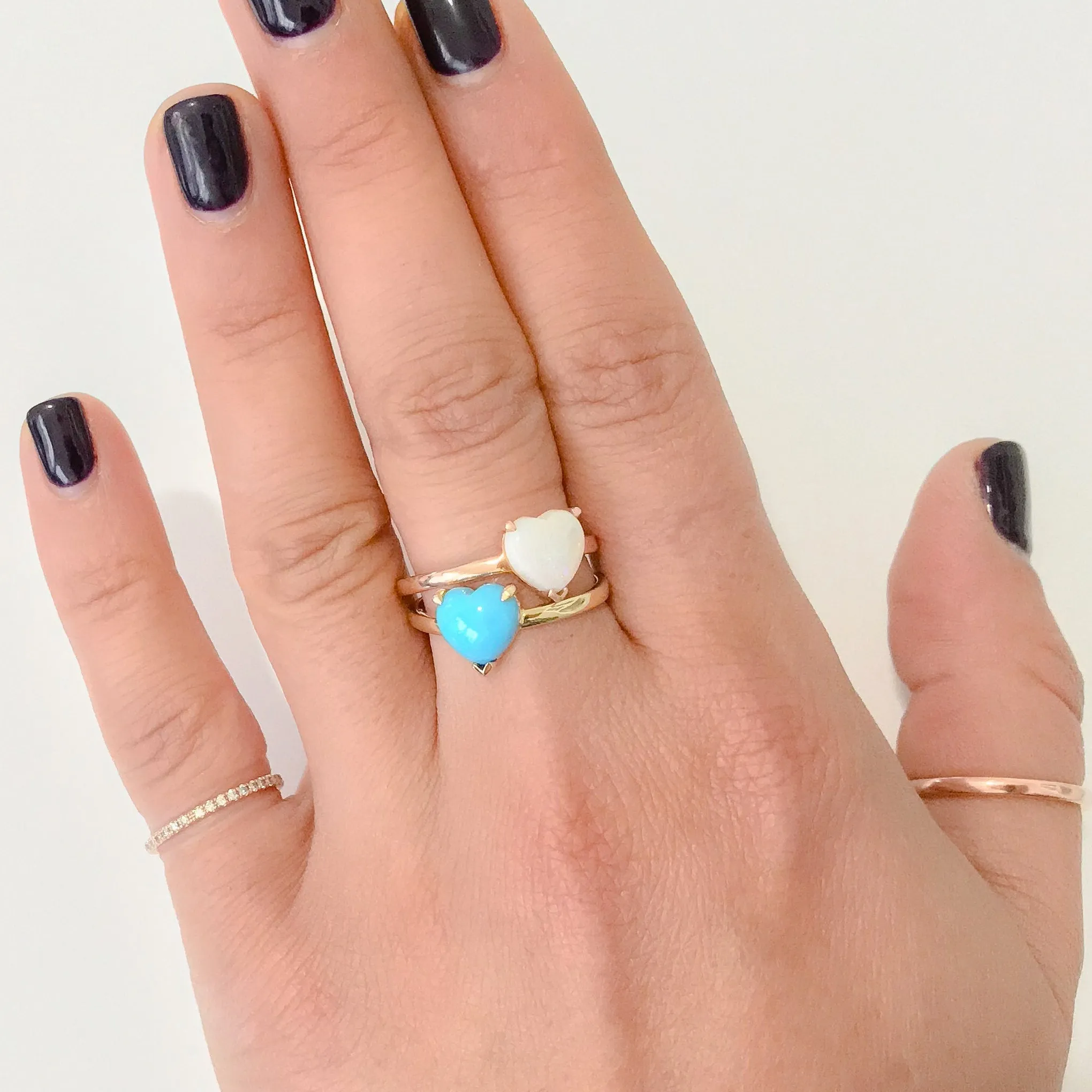 14K Gold Turquoise Heart Solitaire Ring