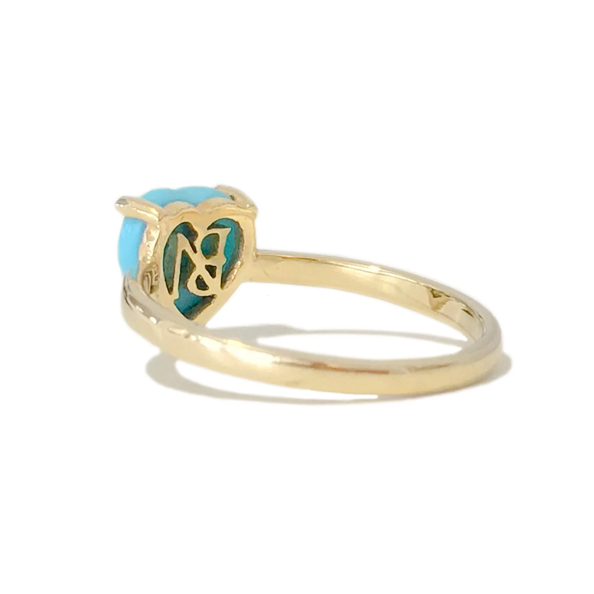 14K Gold Turquoise Heart Solitaire Ring