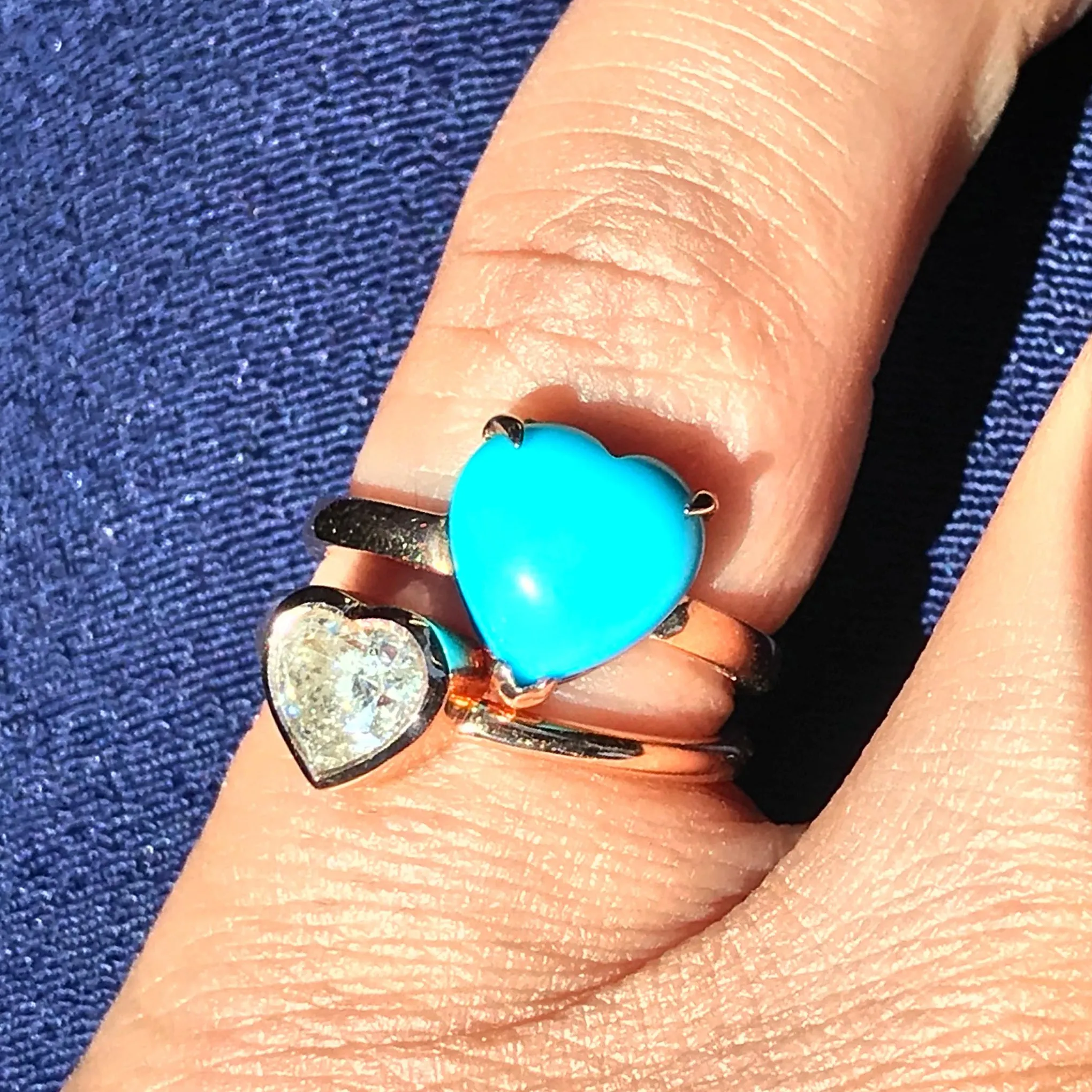 14K Gold Turquoise Heart Solitaire Ring