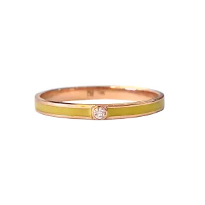 14K Gold Yellow Enamel & Diamond Micro Eternity Band Ring