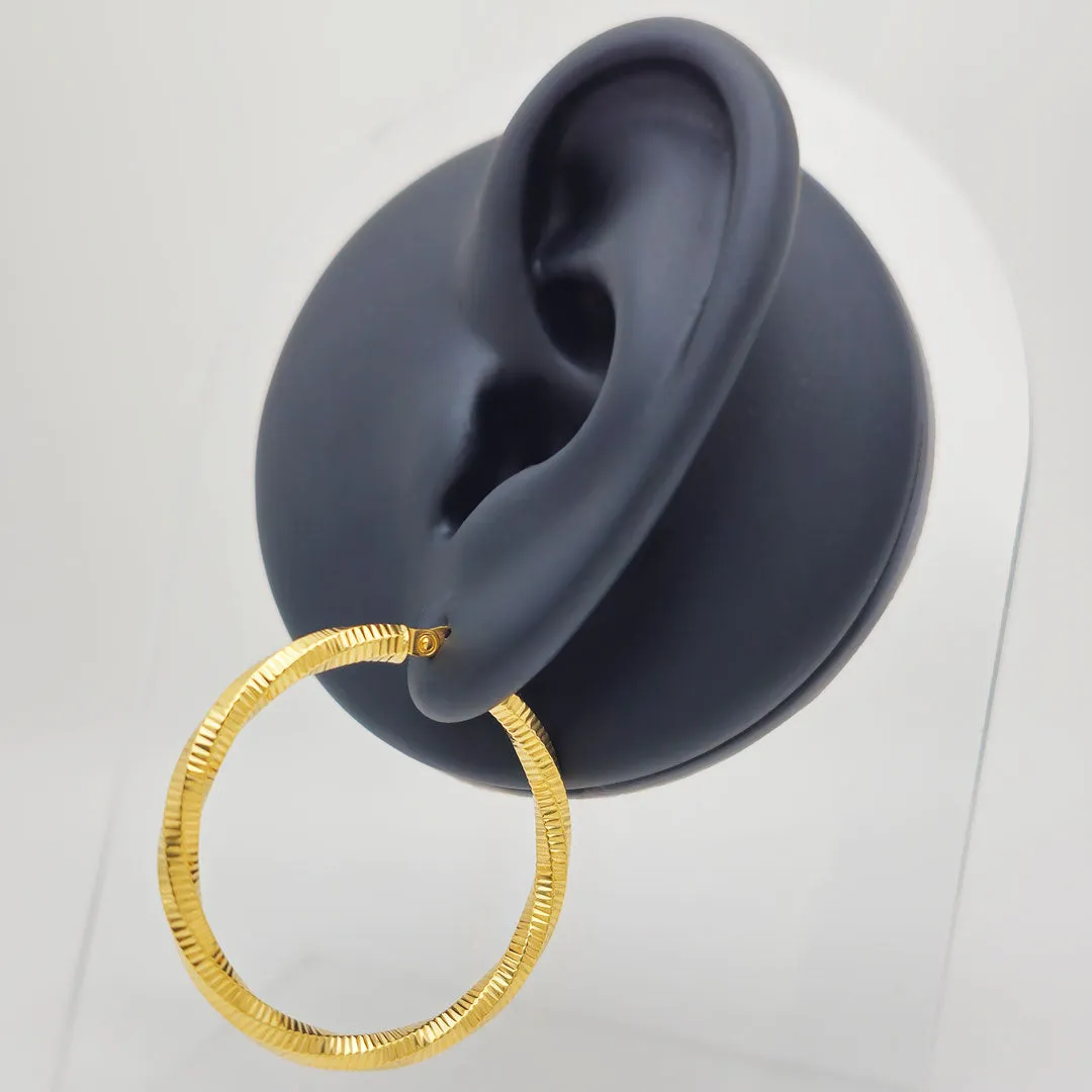 14k Laser Cut Twist Hoop Earrings