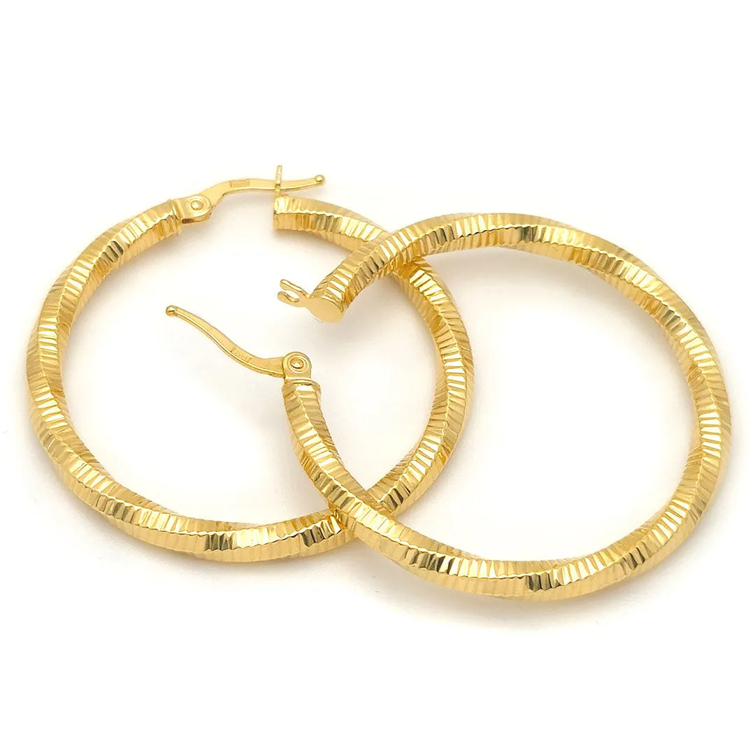 14k Laser Cut Twist Hoop Earrings