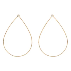 14k Prong Set Diamond Large Tear Hoops - SALE