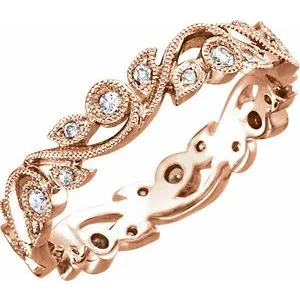 14K Rose 1/4 CTW Diamond Eternity Band Size 5.25