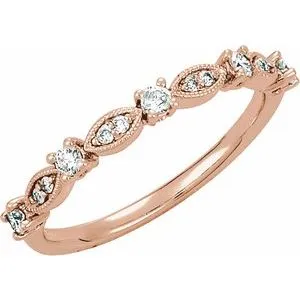 14K Rose 1/5 CTW Diamond Granulated Stackable Ring Size 7