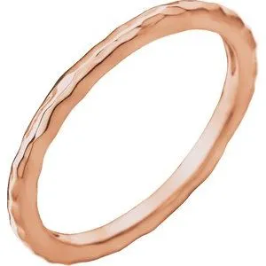 14K Rose 2 mm Hammered Stackable Ring Size 6