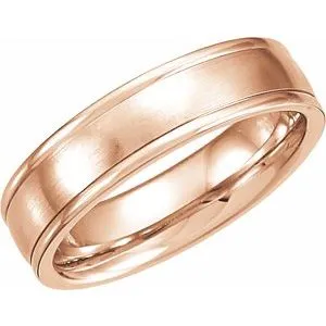 14K Rose 6 mm Grooved Band with Satin Finish Size 11.5