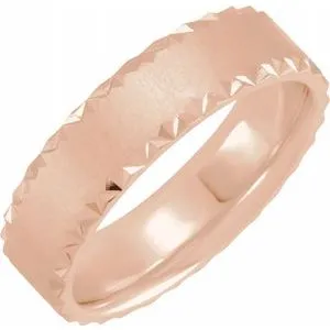 14K Rose 6 mm Scalloped Edge Band with Satin Finish Size 10