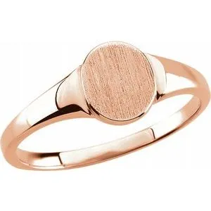 14K Rose 7x6 mm Oval Signet Ring Size 7