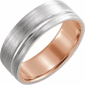 14K Rose & White 7 mm Comfort-Fit Band with Matte Finish Size 7