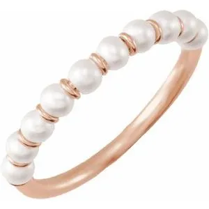 14K Rose Cultured Freshwater Pearl Ring Size 5