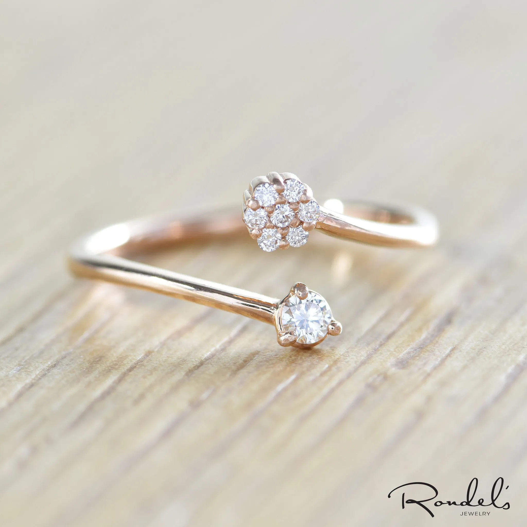 14K Rose Gold Split Diamond Midi Ring