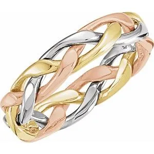 14K Tri-Color 4.75 mm Woven Band Size 10.5