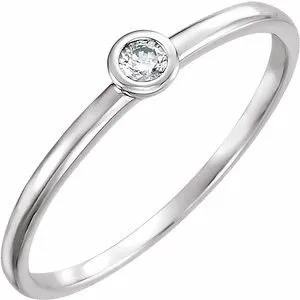 14K White .06 CTW Diamond Bezel-Set Solitaire Ring
