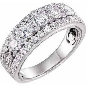 14K White 1 1/2 CTW Diamond Anniversary Band