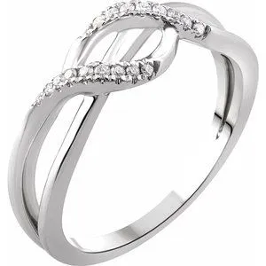 14K White 1/10 CTW Diamond Criss-Cross Ring