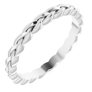 14K White 2 mm Woven Band Size 6