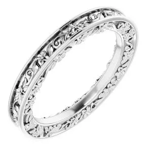14K White 2.5 mm Floral-Inspired Band Size 4.5