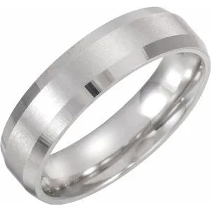 14K White 5 mm Beveled-Edge Band with Satin Finish Size 8