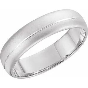 14K White 6 mm Grooved Band with Beadblast Finish  Size 12.5