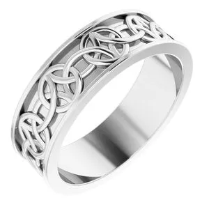 14K White 7 mm Celtic-Inspired Band Size 10.5