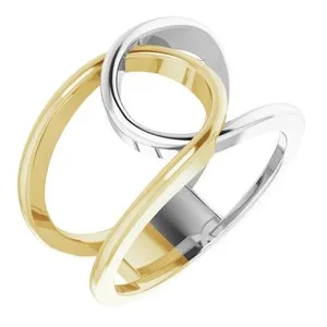 14K White & Yellow Interlocking Loop Ring