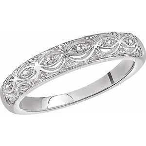 14K White Beaded Ring