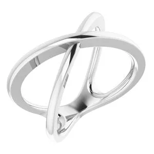 14K White Criss-Cross Ring Size 7