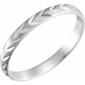 14K White Diamond-Cut Midi Ring Size 1