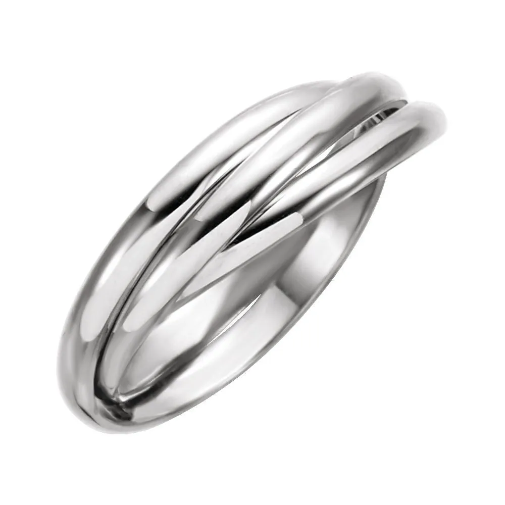 14k White Gold 2.5mm 3-Band Rolling Ring Size 9