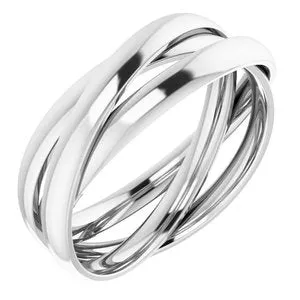 14K White Three Band Rolling Ring Size 12.5