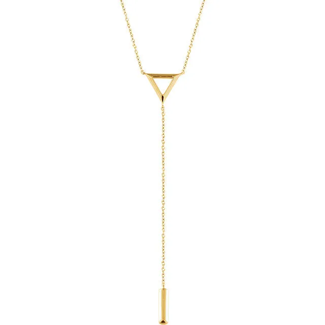 14K White Triangle & Bar Y 16-18" Necklace